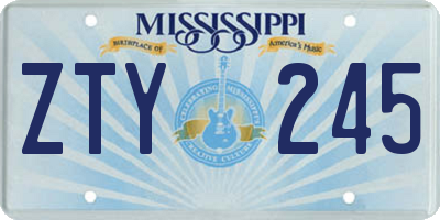 MS license plate ZTY245
