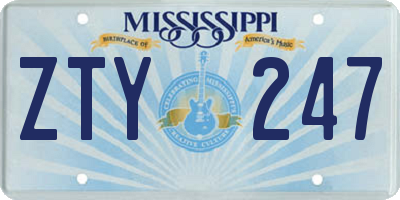 MS license plate ZTY247