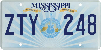 MS license plate ZTY248