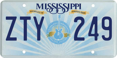 MS license plate ZTY249