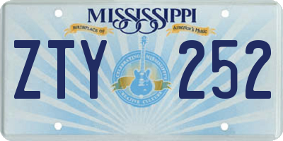MS license plate ZTY252