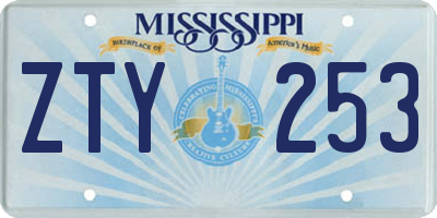 MS license plate ZTY253