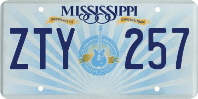 MS license plate ZTY257