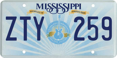 MS license plate ZTY259