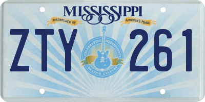 MS license plate ZTY261