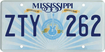 MS license plate ZTY262