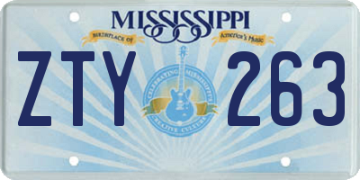 MS license plate ZTY263