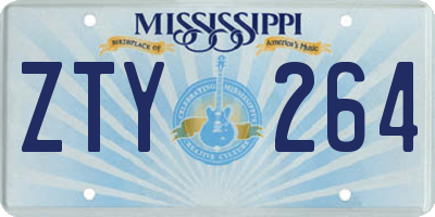 MS license plate ZTY264