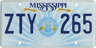 MS license plate ZTY265