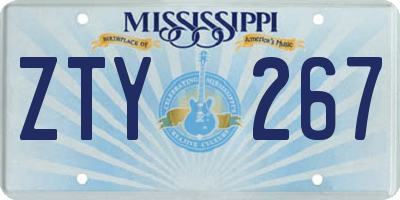 MS license plate ZTY267