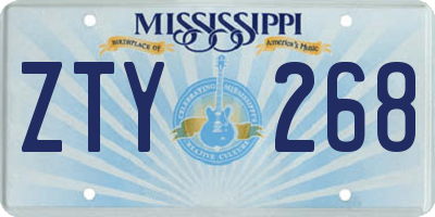 MS license plate ZTY268