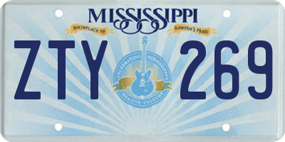 MS license plate ZTY269