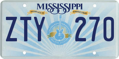 MS license plate ZTY270