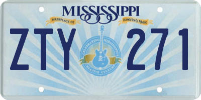 MS license plate ZTY271