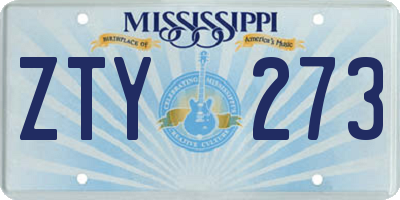 MS license plate ZTY273