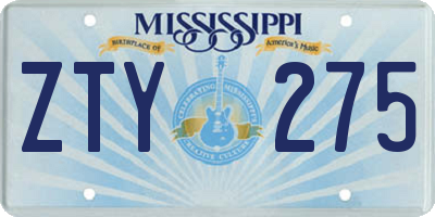 MS license plate ZTY275