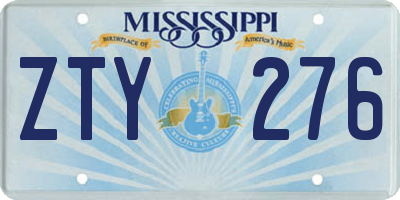 MS license plate ZTY276