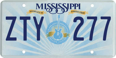 MS license plate ZTY277