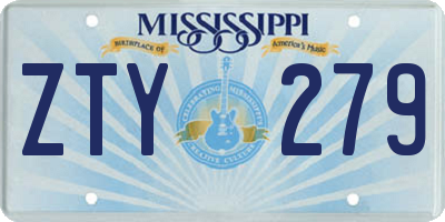 MS license plate ZTY279