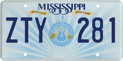 MS license plate ZTY281