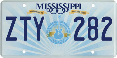 MS license plate ZTY282