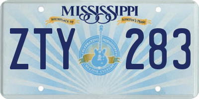MS license plate ZTY283