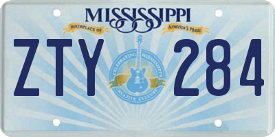 MS license plate ZTY284