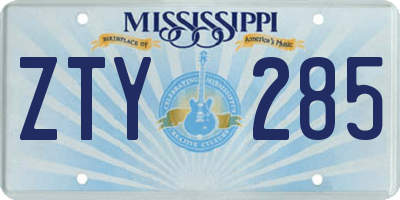 MS license plate ZTY285