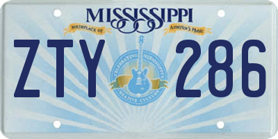 MS license plate ZTY286