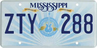 MS license plate ZTY288