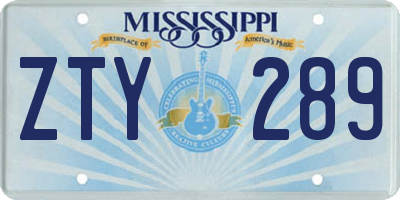 MS license plate ZTY289