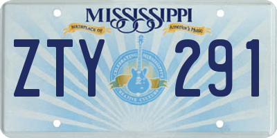 MS license plate ZTY291