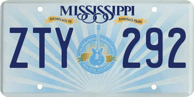 MS license plate ZTY292