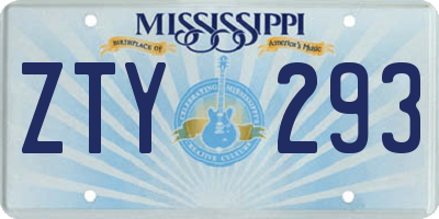 MS license plate ZTY293