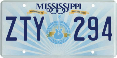 MS license plate ZTY294