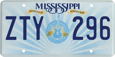 MS license plate ZTY296