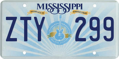 MS license plate ZTY299