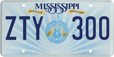 MS license plate ZTY300