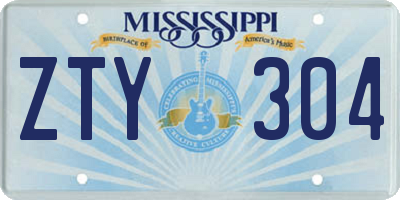 MS license plate ZTY304