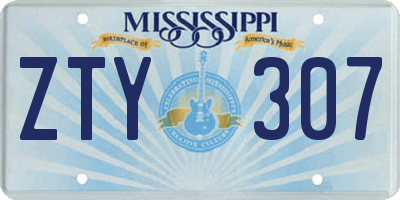 MS license plate ZTY307