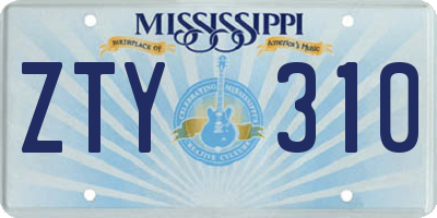 MS license plate ZTY310
