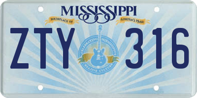 MS license plate ZTY316