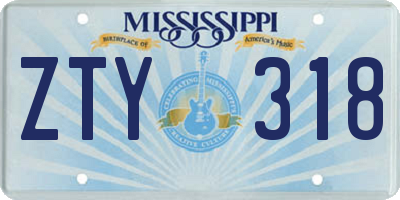 MS license plate ZTY318