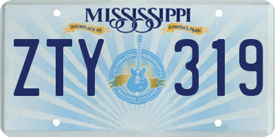 MS license plate ZTY319