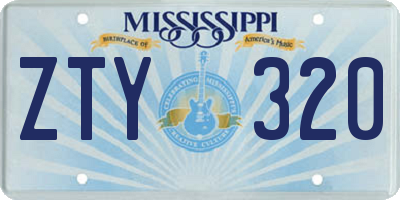 MS license plate ZTY320