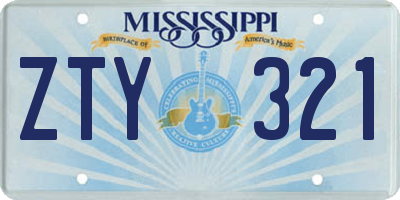 MS license plate ZTY321