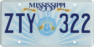 MS license plate ZTY322