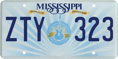 MS license plate ZTY323