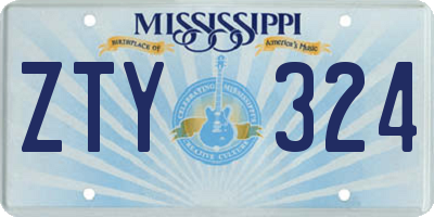 MS license plate ZTY324