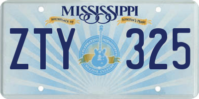 MS license plate ZTY325